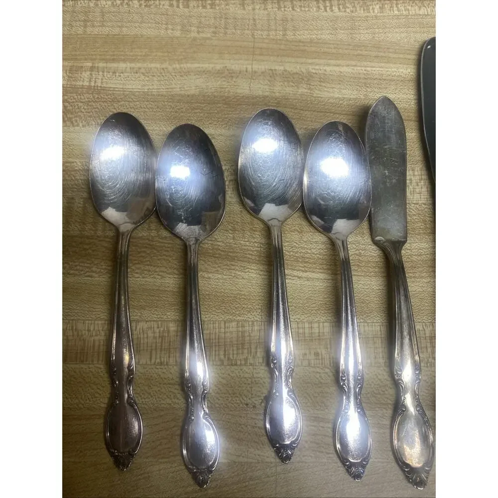 9 Piece Vintage Wm Rogers Silverplate IS 1954 PRECIOUS MIRROR Pattern